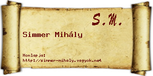 Simmer Mihály névjegykártya